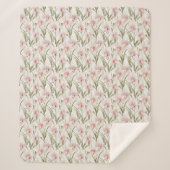 Blush Pink & Sage Orchid Flowers Sherpa Blanket Sherpa Deken (Voorkant)