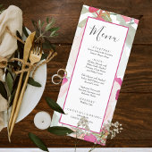 Blush Pink Sage Waterverf Bloemen Huwelijk Menu