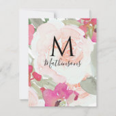 Blush Pink Sage Waterverf Bloemen Huwelijk RSVP Kaartje (Voorkant)