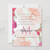 Blush Pink Sage Waterverf Bloemen Huwelijk RSVP Kaartje (Achterkant)