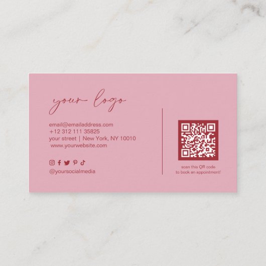 Blush Pink Salon Beauty Business Card Visitekaartje (Achterkant)