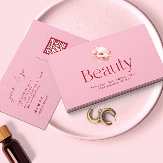 Blush Pink Salon Beauty Business Card Visitekaartje