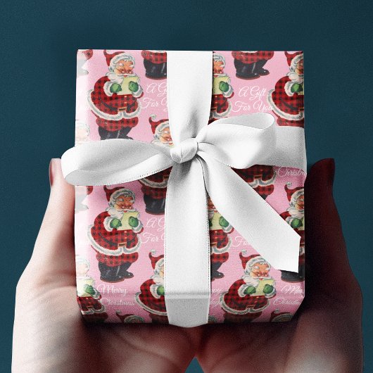 Blush Pink Santa Claus  Oude Kerststijl Cadeaupapier