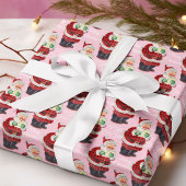 Blush Pink Santa Claus  Oude Kerststijl Cadeaupapier