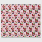 Blush Pink Santa Claus  Oude Kerststijl Cadeaupapier (Vlak)