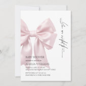 Blush Pink Satin Bow Baby shower Kaart (Voorkant)