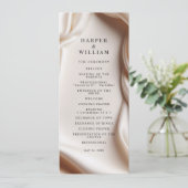 Blush Pink Satin Elegance Wedding Program Kaart (Staand voorkant)