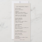 Blush Pink Satin Elegance Wedding Program Kaart (Achterkant)