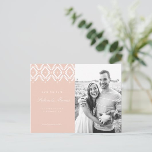 Blush Pink Save the Date briefkaart (Staand voorkant)