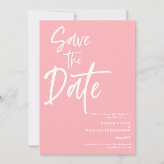 Blush Pink Save the date Kaart (Voorkant)