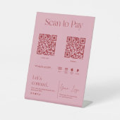 Blush Pink Scan om te betalen Reclamebord Met Voetstuk (Voorkant)
