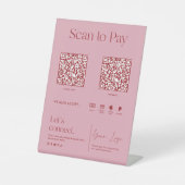 Blush Pink Scan om te betalen Reclamebord Met Voetstuk (Voorkant)