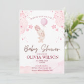 Blush Pink Schattige Bunny Waterverf Baby shower Kaart (Staand voorkant)