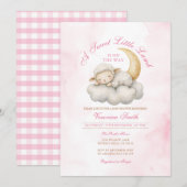 Blush Pink Schattige Een klein lamsvlees baby show Kaart (Voorkant / Achterkant)