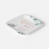 Blush Pink Schattige Elephant Balloon Baby shower Papieren Bordje (Gebogen)