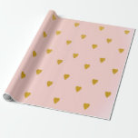 Blush Pink & Schattige Gold Hearts Verjaardagsfees Cadeaupapier<br><div class="desc">aangepast verpakkingspapier</div>