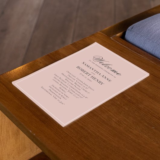 Blush Pink Script Aangepast huwelijksprogramma