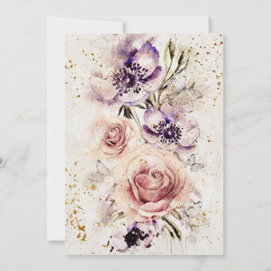 Blush Pink Script Butterflies 70th Birthday Kaart (Achterkant)