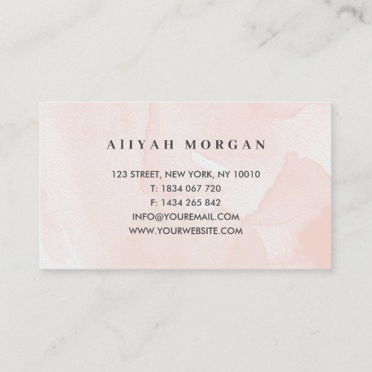 Blush Pink Script Calligraphy Minimalist Monogram Visitekaartje (Achterkant)