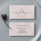 Blush Pink Script Calligraphy Minimalist Monogram Visitekaartje