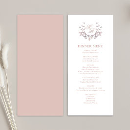 Blush Pink Script Classic Wedding Dinner Menu