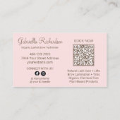 Blush Pink Script Foto QR Code Wenkbrauwen en Wimp Visitekaartje (Achterkant)