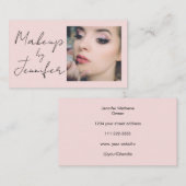 Blush Pink Script Fotomake-up Visitekaartje (Voorkant / Achterkant)