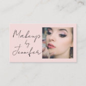 Blush Pink Script Fotomake-up Visitekaartje (Voorkant)