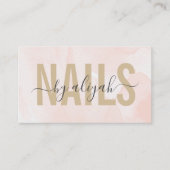 Blush Pink Script Kalligrafie Nail Artist Visitekaartje (Voorkant)