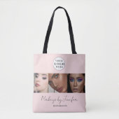 Blush Pink Script Logo Foto Make-up Studio Tote Bag (Voorkant)