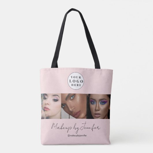 Blush Pink Script Logo Foto Make-up Studio Tote Bag (Achterkant)