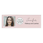 Blush Pink Script Logo Fotomake-up Naambadge (Voorkant)