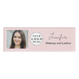 Blush Pink Script Logo Fotomake-up Naambadge