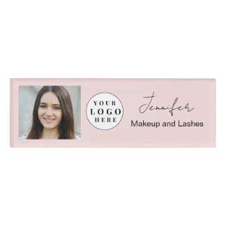 Blush Pink Script Logo Fotomake-up Naambadge