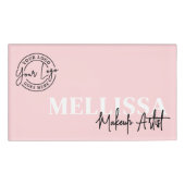 Blush Pink Script Logo Makeup Naambadge (Voorkant)