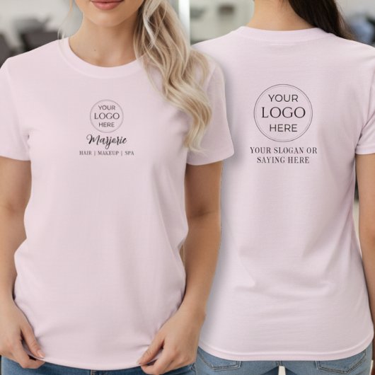 Blush Pink Script Logo Makeup Staff T-shirt
