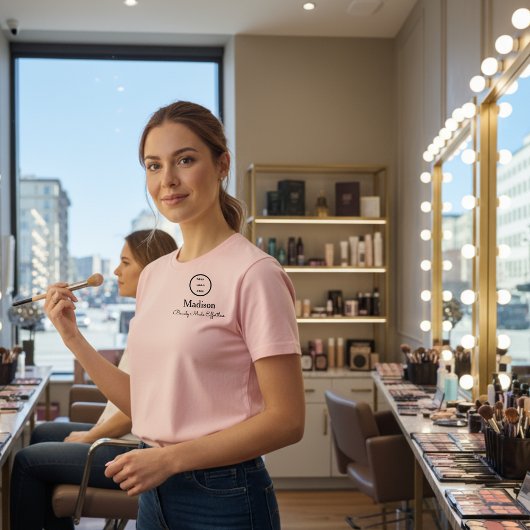 Blush Pink Script Logo Makeup Staff T-Shirt