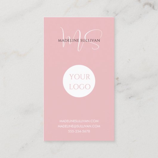 Blush Pink Script Logo Modern Visitekaartje (Achterkant)