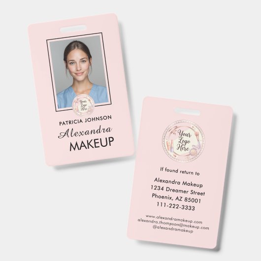 Blush Pink Script Logo Photo Badge (Voor- en achterkant)