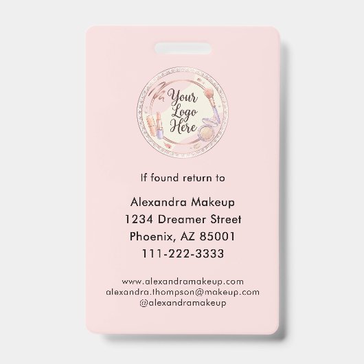 Blush Pink Script Logo Photo Badge (Achterkant)