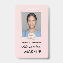Blush Pink Script Logo Photo Badge