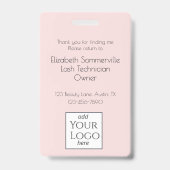 Blush Pink Script Logo Photo Lash Badge (Achterkant)