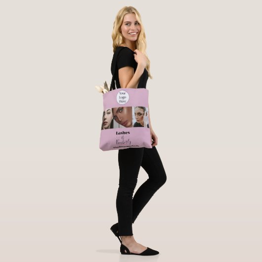 Blush Pink Script Logo Photo Lash Studio Tote Bag (Op model)