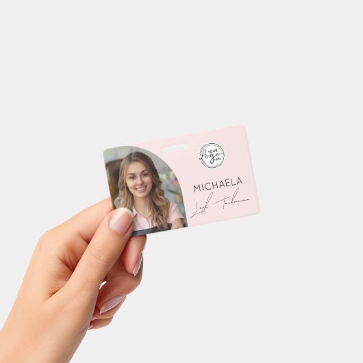 Blush Pink Script Logo Photo Lash Technician Badge (Handheld)