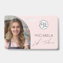 Blush Pink Script Logo Photo Lash Technician Badge