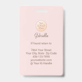 Blush Pink Script Logo Photo Lashes and Brows Badge (Achterkant)