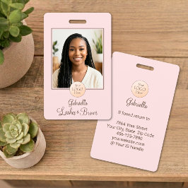 Blush Pink Script Logo Photo Lashes and Brows Badge