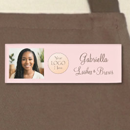 Blush Pink Script Logo Photo Lashes and Brows Naambadge