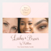Blush Pink Script Logo Photo Lashes Brows Studio Raamsticker (Vel)