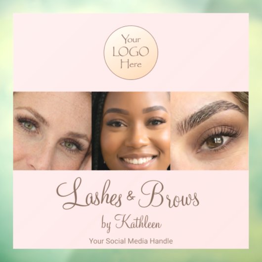 Blush Pink Script Logo Photo Lashes Brows Studio Raamsticker (Vel 3)